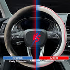 HAOTULE Leather Steering Wheel Cover， with Anti-Slip Stripe Design - Enhanced Grip, Fashion Style, Safe, Non-Slip, Breathable