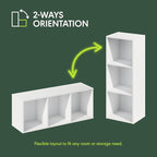 Furinno LUDER Book Shelf, 3-Cube Bookshelf, Bookcase with Open Shelves, 9.3 x 12 x 31.5, Easy Assembly, for Living Room, Bedr