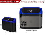 Ginsco 2 Pack Mini Car Trash Can with Lid, Small Car Garbage Can, Cute Leakproof ABS Car Trash Bin, Car Accessories for Interior, Garbage Bin for Car, Home, Office with 120pcs Trash Bags Black/Blue