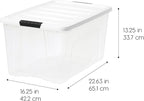 IRIS USA 72 Qt Stackable Plastic Storage Bins with Lids, 4 Pack - BPA-Free, Made in USA - See-Through Organizing Solution, La