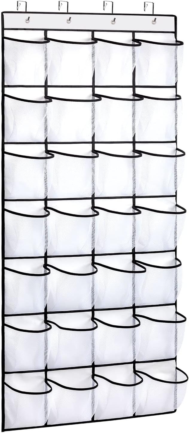 REGELETO 28 Large Pocket Over the Door Shoe Organzier, Hanging Shoe Rack for Door Large Capacity Shoe Organizer Holder with 4