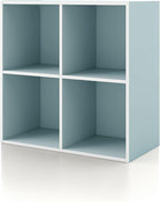 Homes: Inside + Out Apexa 4-Cube Storage Organizer Shelves, Stackable Wood Bookcase Fits Cubby Bins for Organization, Dorm Te