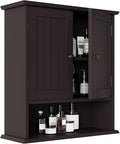 Smuxee Brown Bathroom Cabinet Wall Mounted, Small Medicine Cabinet with 2 Door Adjustable Shelves, Wall Cabinet Over Toilet f