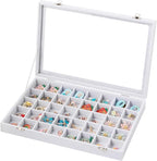 Frebeauty 40 Grid Jewelry Tray,Adjustable Earring Holder Organizer with Glass Lid,Velvet Drawer Jewelry Organizer for Rings,S