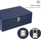 LANDICI Jewelry Box Organizer for Men Women, 2 Layer 4 Slot Watch Storage Case with Removable Tray, PU Leather Large Jeweller