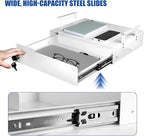 Under Desk Drawer Storage with Lock, 17.3"x11.8"x5.4", Metal Undermount Table Drawer, Ball Bearing Slides Out Tray Organizer 