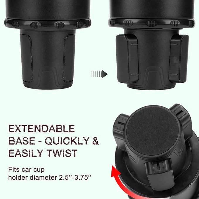 Multifunctional Car Cup Holder Expander with Rotable Food Tray for Road Trips