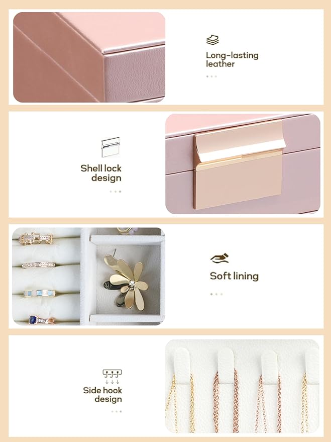 BOOVO Jewelry Boxes for Women, White and Black 6 Layer Large Jewelry Box for Necklace, Bracelet, Earrings, Rings Storage, Jew