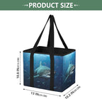 Atlantic Giant Shark Reusable Grocery Bags Large Shopping Tote Bag with Reinforced Bottom Board, Water Resistant Foldable Sto