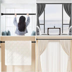 Adjustable Stainless Steel Curtain Rod No Drilling Retractable Clothes Pole for Indoor Use Rubber Ends for Smooth Surfaces Ba