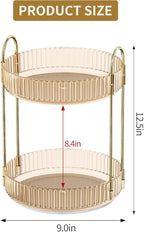 360° Rotating Makeup Organizer, Large Capacity Skincare Organizer, 2 Tier Cosmetic Skin Care Perfume Dresser Organizer, Fits 