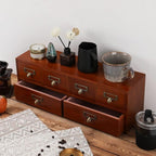 Apothecary Drawers Wooden Storage Box with 6 Drawers Vintage Countertop Wooden Drawers Apothecary Cabinet Library Card Catalo