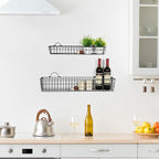 MyGift 2pcs 30-Inch Wire Baskets for Storage and Organization, Rustic Black Wall Mounted Metal Display Racks