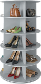SpaceAid 5 Tier Rotating Shoe Rack Tower, Spinning Shoe Display Lazy Susan, Revolving 360 Shoe Rack Storage Round Carousel, V