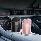 Car Trash Can with 90 Free Garbage Bags - Waterproof, Lid-Closed, Easy-to-Clean Cup Holder Trash Can, Ideal for Car Organization (Black & Pink Combo, 2-Pack, Perfect for Home, and Travel)