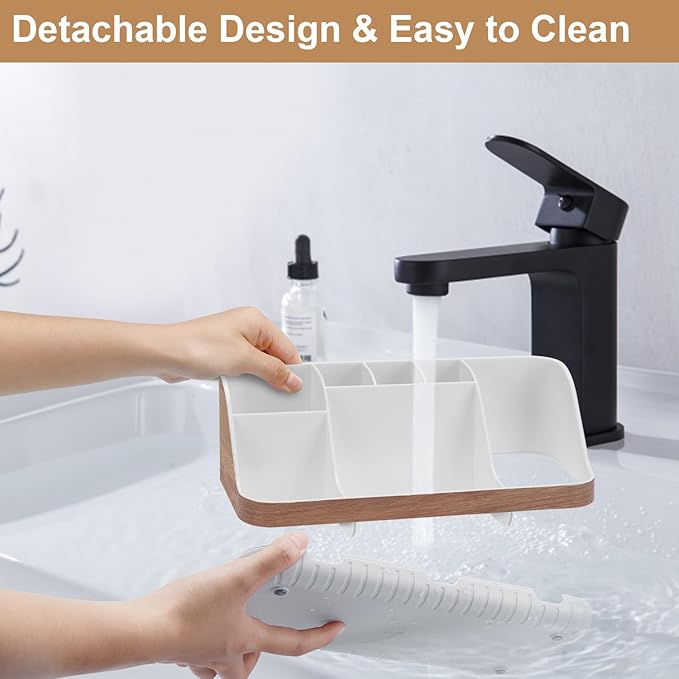 GFWARE Bathroom Countertop Organizer - Detachable 7 Slots Kids Electric Toothbrush and Toothpaste Holde Drainage for Bathroom
