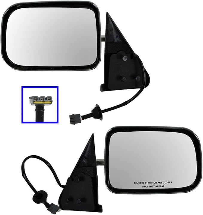 TRQ 2 Piece Driver and Passenger Side Mirror Assembly Set Manual Folding Electric Adjustment Heated No Memory Chrome Compatib
