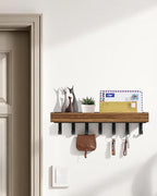 Key Holder Wall Mount Adhesive Magnetic - Hanging Key Hooks with Mail Organizer Tray for Wallet House - Keys Hanger Rack with