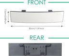 Rear View Mirror for Car,11.8" Convex Panoramic Wide Angel View Mirrors Extender,Chrome Tint Anti Glare,Universal Clip on Interior Rearview Mirror for Truck Car and SUV (Chrome)