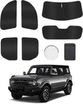 8PCS Window Shades for Ford Bronco Sport 2021-2025 Accessories – Full Coverage Sun Shade for Side Windows, Rear Triangular & Windshield – UV Protection & Privacy for Camping, Napping, Relaxing