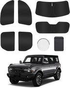 8PCS Window Shades for Ford Bronco Sport 2021-2025 Accessories – Full Coverage Sun Shade for Side Windows, Rear Triangular & Windshield – UV Protection & Privacy for Camping, Napping, Relaxing