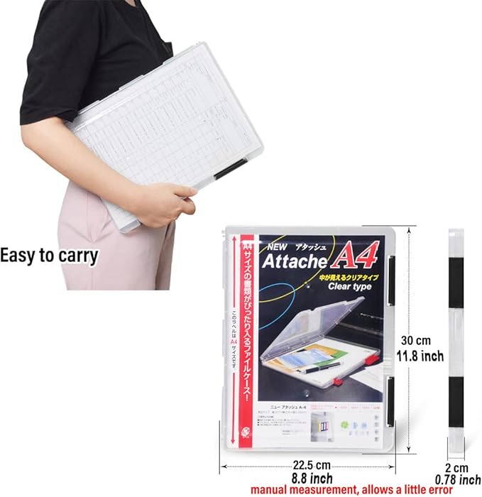 Lemical Paper Storage Containers 4 Pack Scrapbook Storage Box Portable Project Case for 8.5 x 11 Paper Letter Plastic Documen