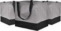 3 Pack Canvas Reusable Grocery Bags Heavy Duty, 8.3 gal Foldable Large Tote Bag with Handles, Holds 60 lbs Canvas Shopping Bags & Washable Eco-friendly Bags with 5 Pockets, Grey+Black