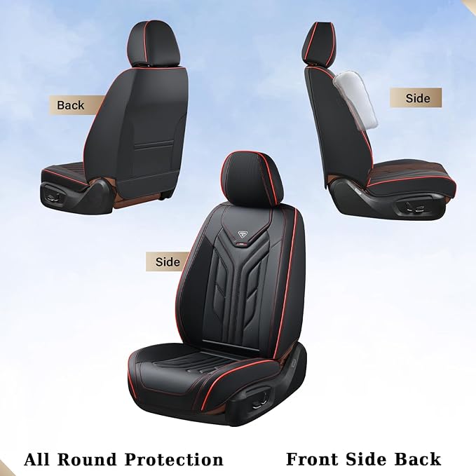 Coverado Front Car Seat Covers, 2Pcs Leather Seat Covers for Cars, Car Seat Protector Front Seats Only Auto Car Accessories F