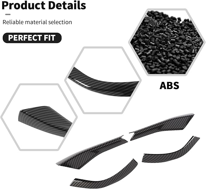 Carbon Fiber Rearview Side Mirror Decoration Trim Cover Compatible with Mustang IExterior Accessories 2024 2025(Carbon Fiber Black)