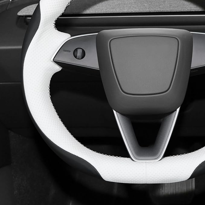 MEWANT DIY Stitching Steering Wheel Cover Wrap for Tesla Model 3 Highland 2023-2025/Model Y 2025 Highland for Tesla Model 3/Model Y Accessories(3D Style)