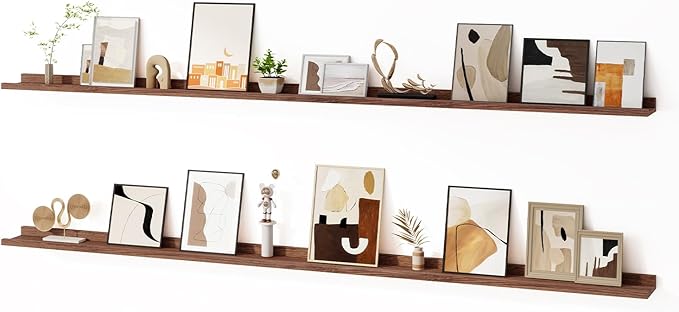 Floating Picture Ledge Shelves for Wall Set of 2, 84 Inches Picture Ledge Shelf with Long Large Nursery Book Shelf for Toys S