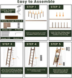 Decorative Wooden Blanket Ladder with Removable Hooks for The Living Room & Bedroom, Pine Wood, Easy Assembly 6-Tier Wall Lea