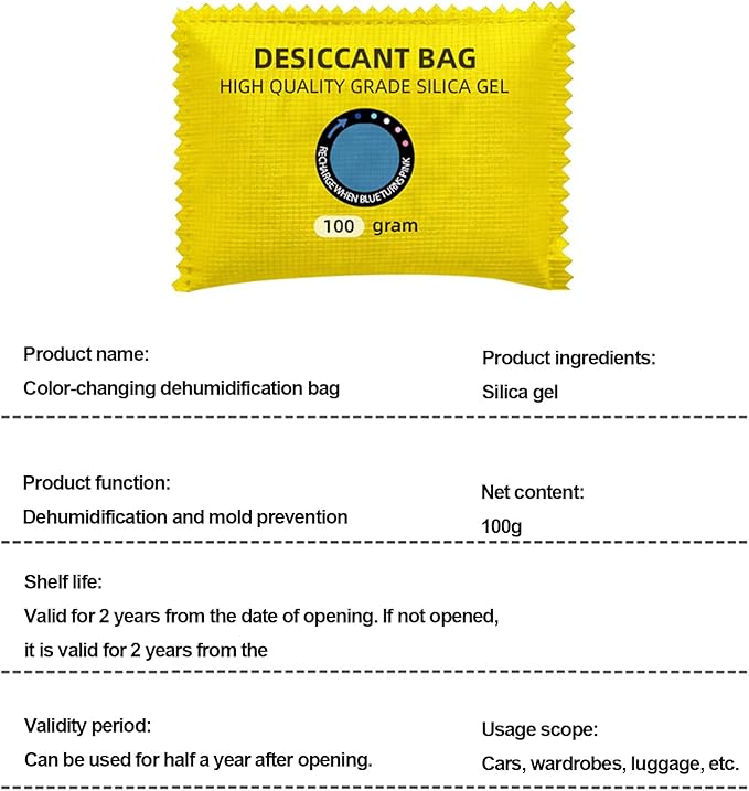 Reusable Dehumidifier Bags: Silica Gel Absorbent Pad, Fast Reactivation Drying, Color Changing Window Indicators, Interior