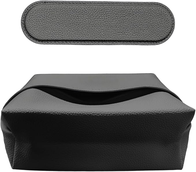 Car Tissue Holder, Leather Auto Headrest Hanging Napkin Box with Magnet-Attracting Adhesive Strip, Universal Vehicle Interior Paper Storage Organizer for Sun Visor, Center Console (Gray)