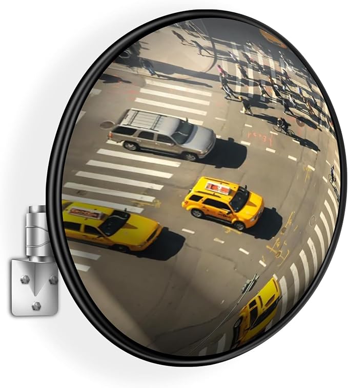 Convex Traffic Mirror - 24'' Outdoor and Indoor Driveway & Security Parabolic Safety Mirrors, Acrylic Convex Mirror for Garage, Retail Stores, Warehouses, Office and High-Traffic Areas