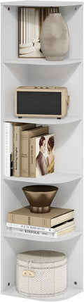 Furinno PASIR Book Shelf, 5-Tier Corner Bookshelf with Open Shelf, Standing Bookcase, 9.3 x 12 x 51.7, for Organization and S