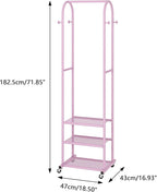 Kaitiemoo Heavy Duty Clothing Rack with Wheels,Modern Garment Rack with 3 Metal Shelves, 71.8Inches Display Rack for Hanging 
