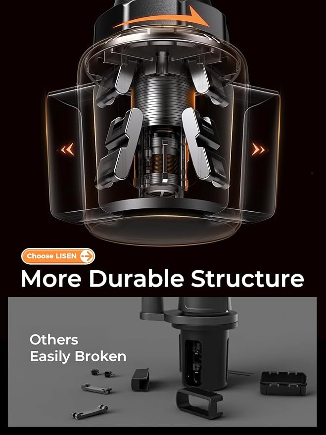 LISEN Upgraded Version Cup Holder Phone Holder 360° Adjustable Long Neck Car Phone Mount Golf Cart Phone Holder, Truck Jeep Accessories for iPhone 17 Air Pro Samsung Google and All 4-7'' Phone