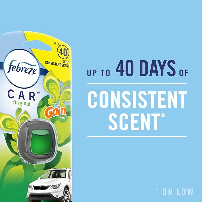 Febreze Car Vent Clip Air Freshener, Gain Island Fresh, 3 Count