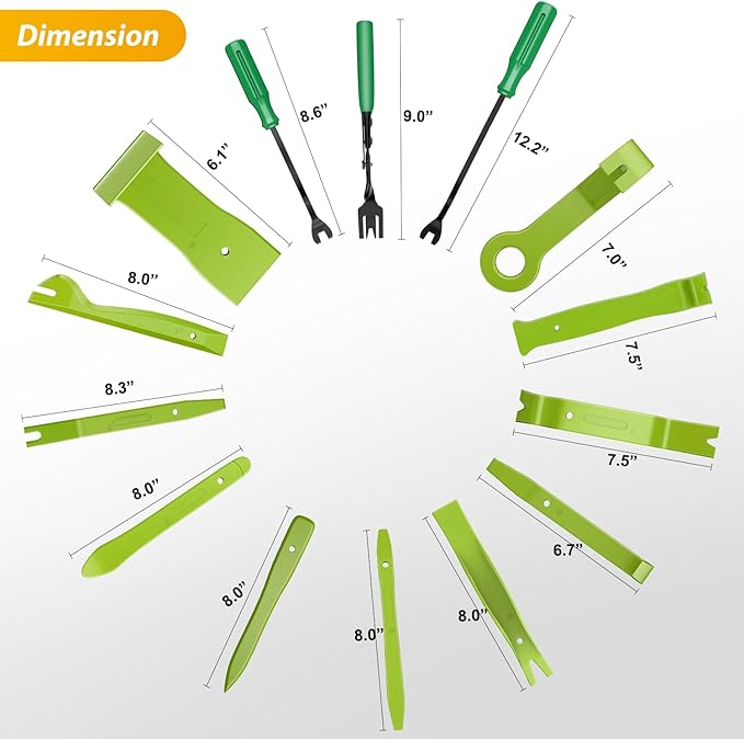 GOOACC 102Pcs Trim Removal Tool, Auto Push Pin Nylon Bumper Retainer Clip Set Fastener Terminal Remover Tool Round Handle Cro