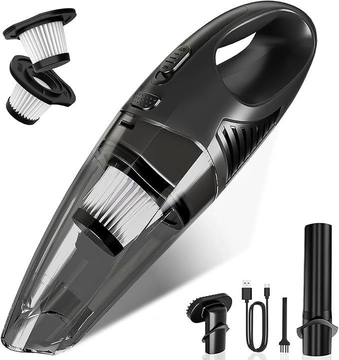 Handheld Vacuum Cordless, Rechargeable Car Vacuum Cleaner with Multiple Attachments, Portable Hand Held Vacuum Suction Power,