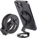 Dual Magnetic Ring Phone Mount - Foldable 360° Rotation CNC Aluminum Stand,1/4" Screw,Cold Shoe Interface, Hands-Free Holder for Live Streaming, Selfies & Multi-Device Use