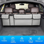 Car Trunk Organizer with Lid, Large Waterproof Vehicle Backseat Hanging Storage Bag with 4 Pockets & Adjustable Straps, Colla