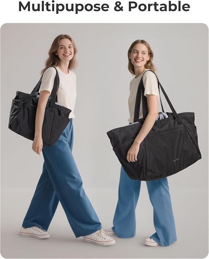 BAGSMART Reusable Grocery Bags, Large Beach Bag, Foldable Tote for Shopping Moving Holiday Travel Packing