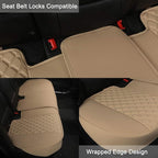 Black Panther Luxury PU Leather Rear Car Seat Cover, Compatible with Most Vehicles with 5 Seats, Adjustable Length 49-55'', D