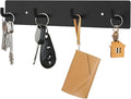 RELBRO Key Holder Wall Mount, Large Metal Self Adhesive Key Rack with 4 Hooks, 2 Installation Options, Black
