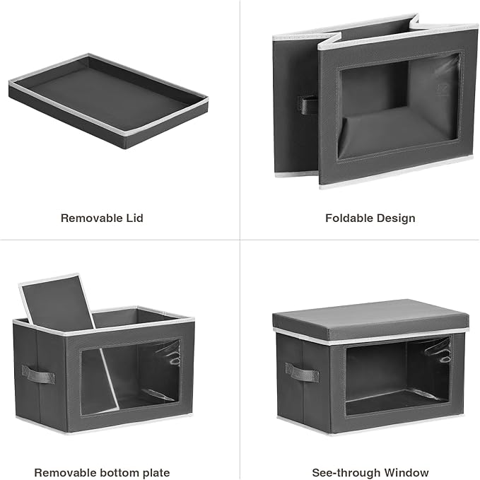 Homsorout Stackable Storage Bins with Lids - Medium Storage Box with Lids, Foldable Closet Boxes for Organizing, Wardrobe Clo