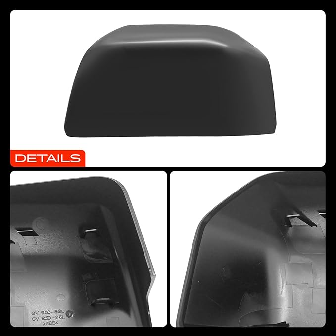A-Premium Driver Side Rearview Mirror Cover Cap - Compatible with Ford F-150 F150 2015-2020 - Smooth Black