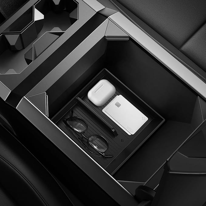 Spigen Center Console Organizer Tray Designed for Tesla Cybertruck Accessories 2026/2025/2024/2023 (Bottom) (Carbon Edition)