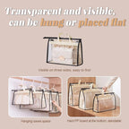 5 PCS Hanging Handbag Storage Organizer Non-Woven Transparent Dust-proof Homewares Purse Wallet Closet Storage Bag with Zippe